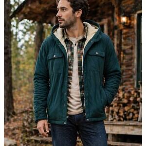 The North Face Men Hooded Campshire Shirt Jacket XL Green Cabincore Cozy Shacket